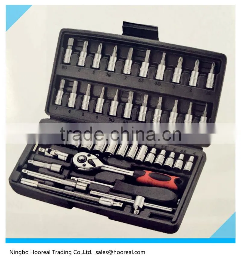 46pc 1/4'' Drive Socket and Bit Set - Metric - Hex Pozi Star Phillips Slotted,Socket Wrench,High Quality Hand Tools
