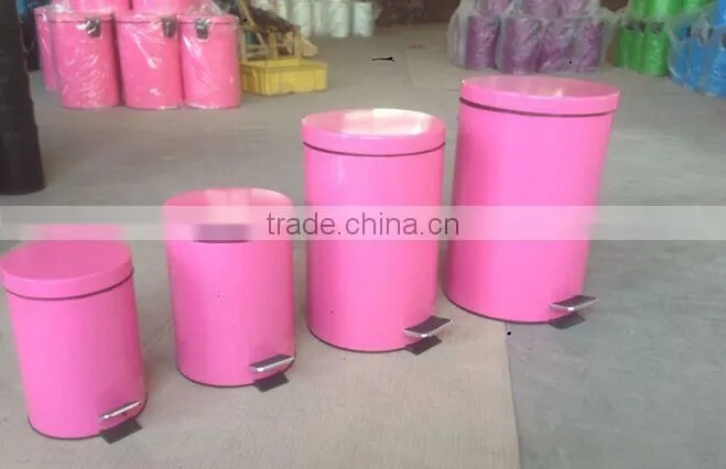 red color 410# stainless steel dustbin/trashcan with good quality