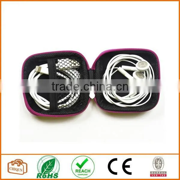 Square Shaped Carrying Hard Case Storage Bag for MP3/MP4 Bluetooth Earphone Earbuds with Mesh Pocket, Zipper Enclosure