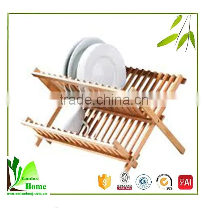 China wholesale custom bamboo adjustable dish rack