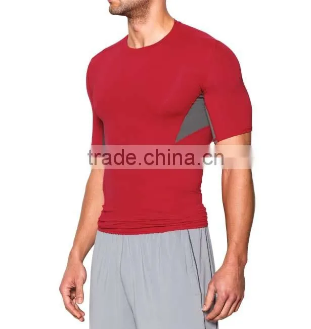 New Style Wholesale Custom Gym Fitness Sports Clothing Plain Red Men T Shirt