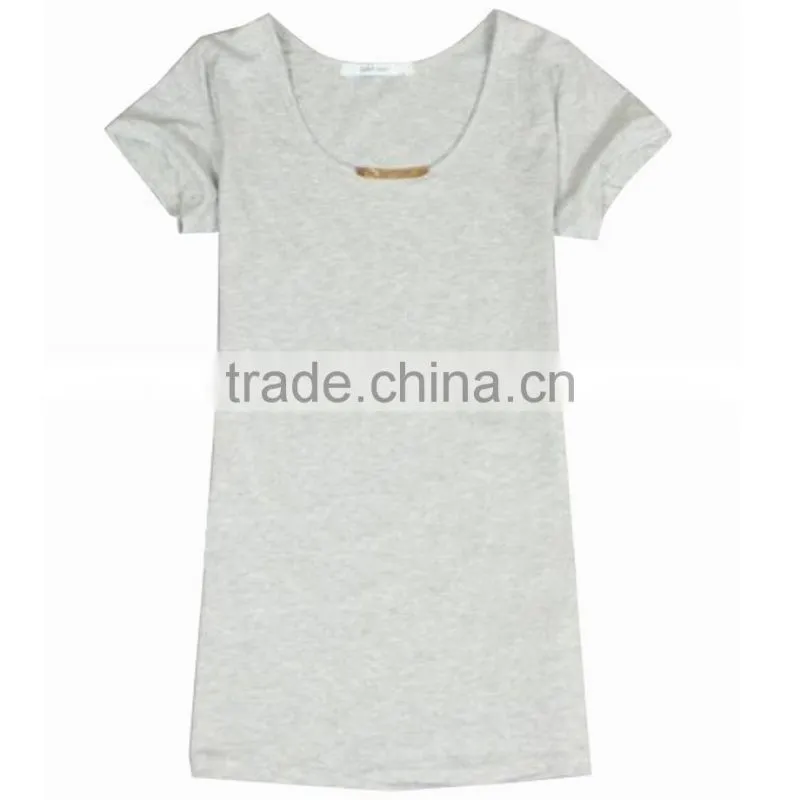 daily/casual hot sale lady t shirt with solid color and sleeve