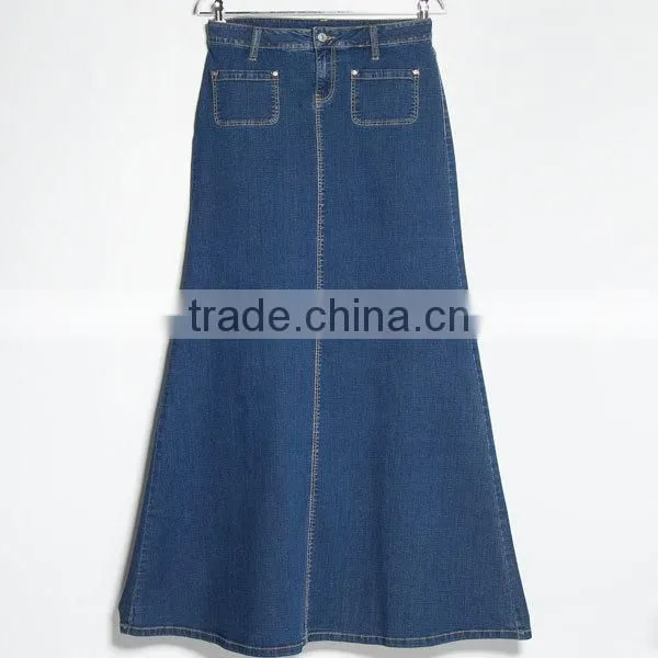 Factory directly sale new ladies flared long denim skirt