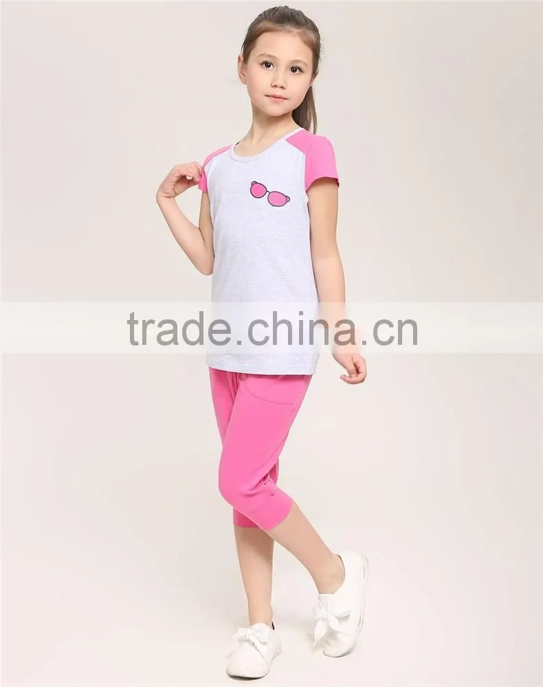 2016 fashion dress leisure short sleeves t shirt children's suit of clithes for little girls