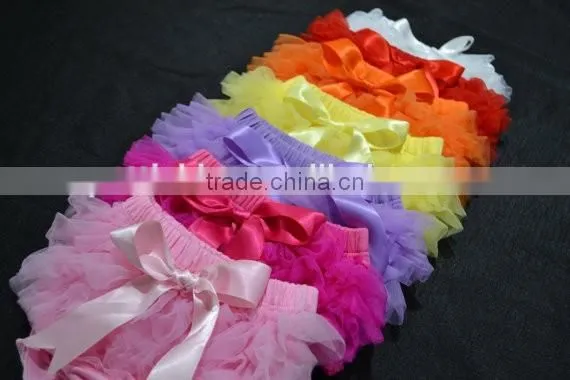 Baby underwear chiffon fabric ruffle bloomers match same color hair accessories