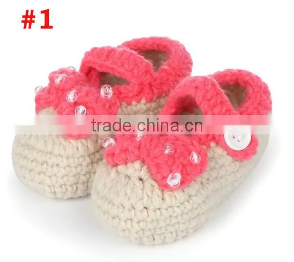 baby bow crochet shoes baby hand-knit shoes soft sole shoes