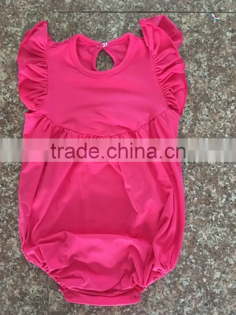 Toddler Girls Soild Color Cotton Romper Flutter Sleeve Romper Baby Bulk Boutique Baby Girl Rompers Wholesale 2016