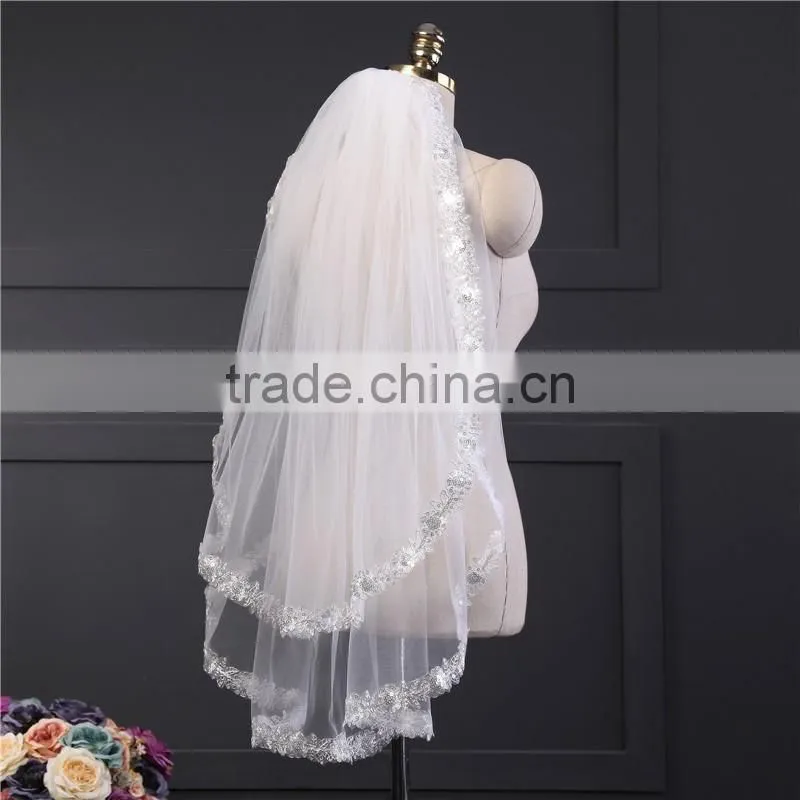 2017 wholesale bridal veils hot sale short elegant bridal wedding veils short Tulle Wedding Bridal Veils HL28