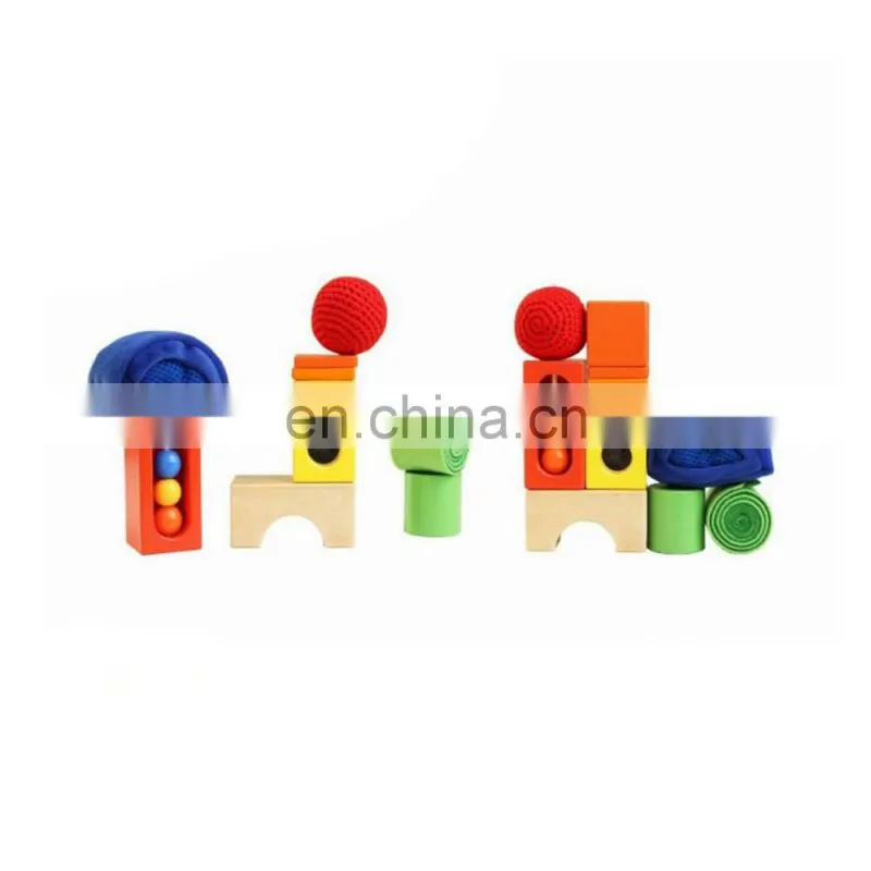 New Gift Montessori Preshcool Kids Toys Fit Together Building Blocks Set Solid Wooden With High Quality