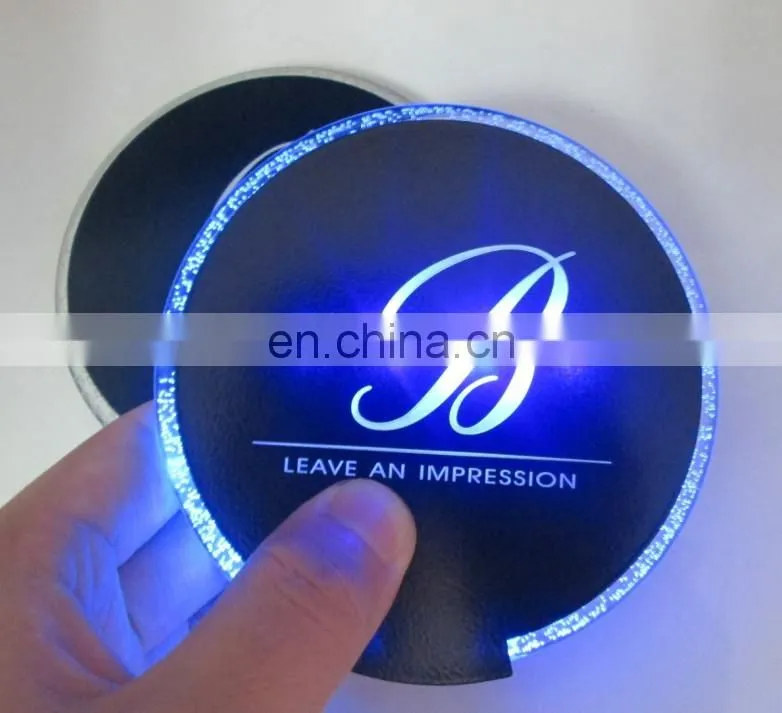colorful flashing bar led bottle coaster with red light