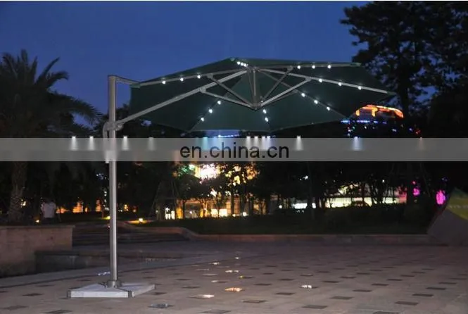 Outdoor Solar Roma Hanging Umbrella With LED Light,Can Be Rotated 360Degree