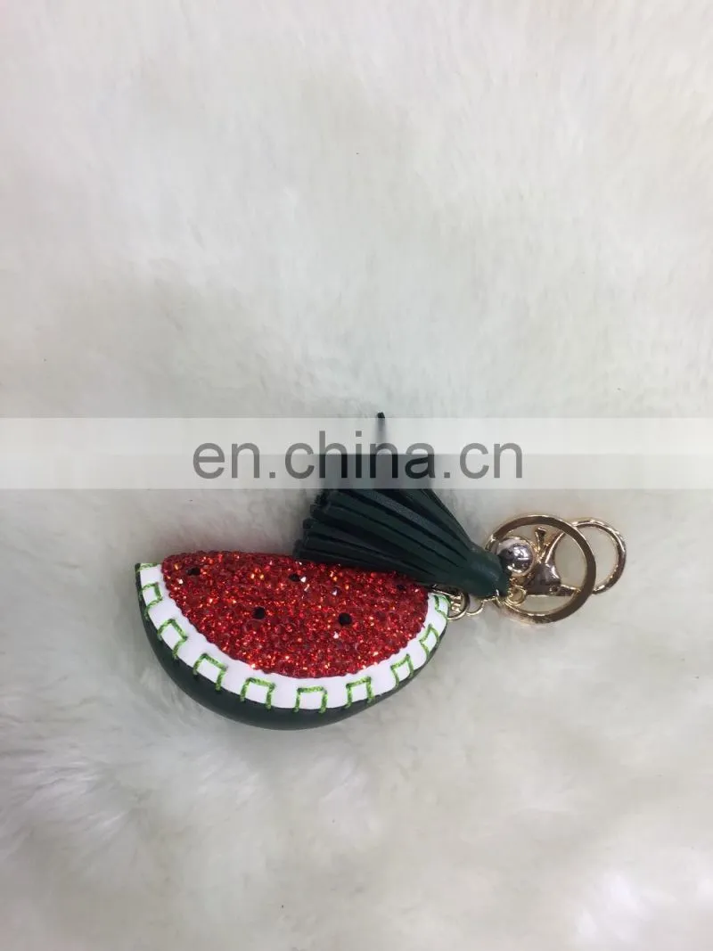 2017 new fashion Wholesale fruit Pom poms keychain for bag and phone