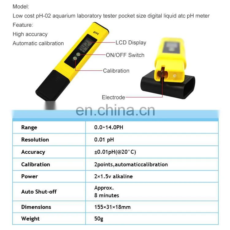High Accuracy 2 points automatic calibration pH Meter digital