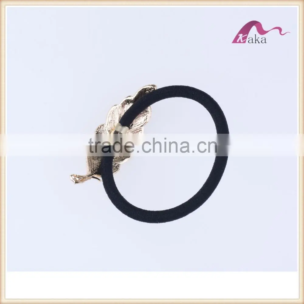 Yiwu women fashion design leaf decoration elastic hair band