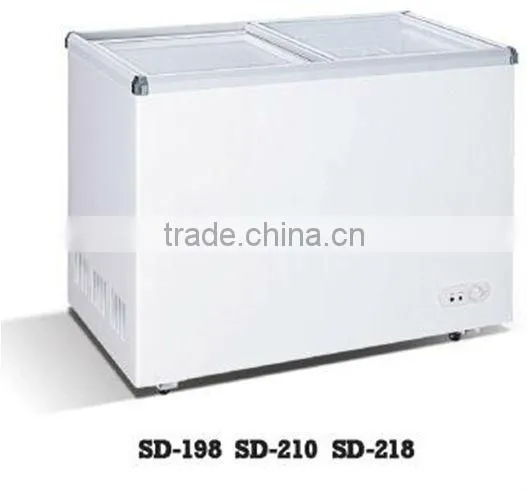 Supermarket Frost free top open Sliding glass door freezer