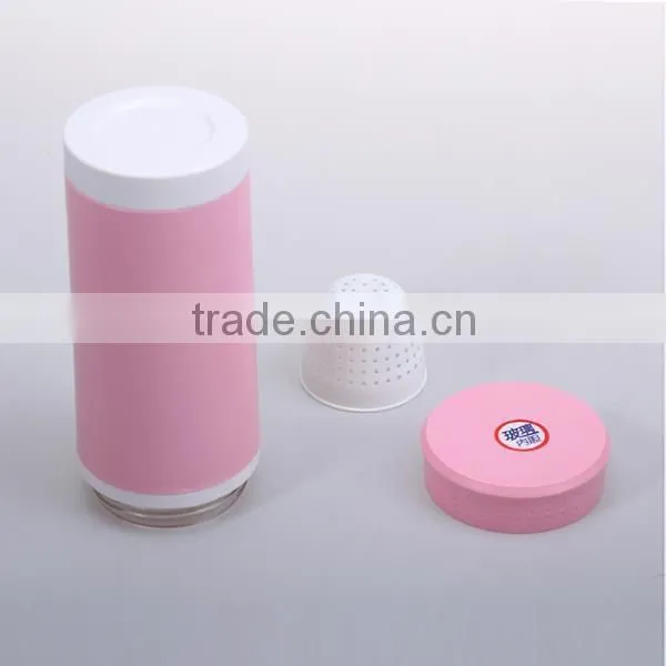 420ML double walls sport Plastic water bottles with strainer