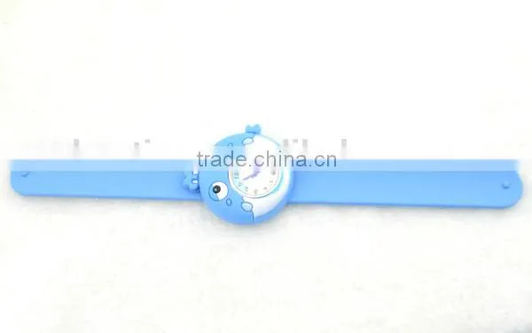 Cute fish slap watch with glass face quartz movt silicone strap for child