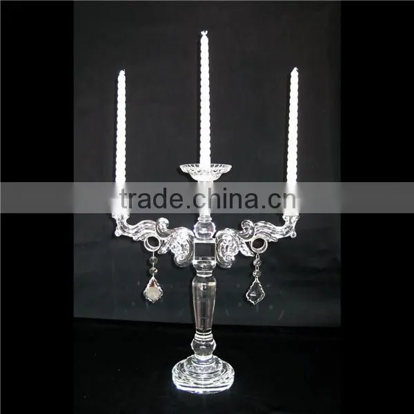 3 arms crystal candlestick for home decoration