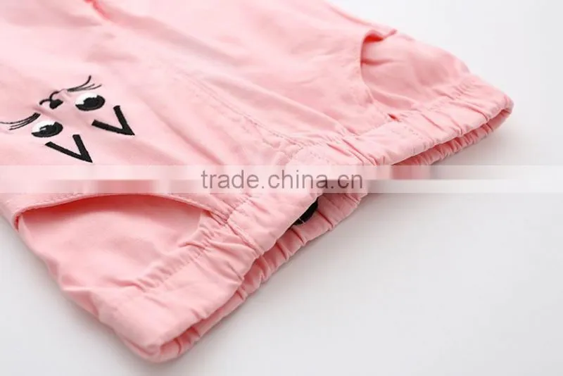 New Cute Baby Girl Clothes 2016 New Summer Girl Cream Color Pants Lovely Little Girl Cats Trousers Pencil Pants
