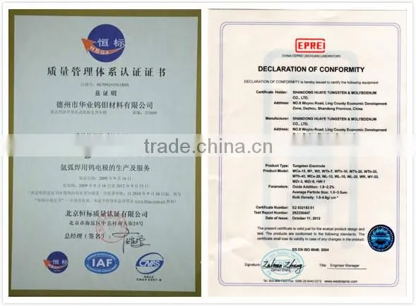 WT Red Head Thoriated Tungsten Electrodes With Good Capacity WT20
