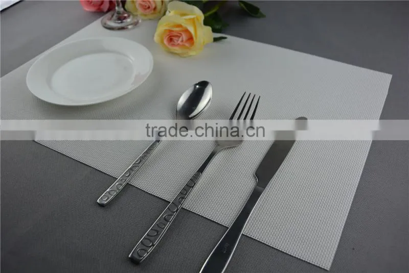 Wholesale price 75g PVC woven mesh placemat white pure color 1*2 series 45*30cm