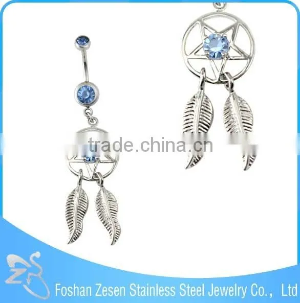 Turquoise Blue Zricon Body Jewelry Belly Ring Stain