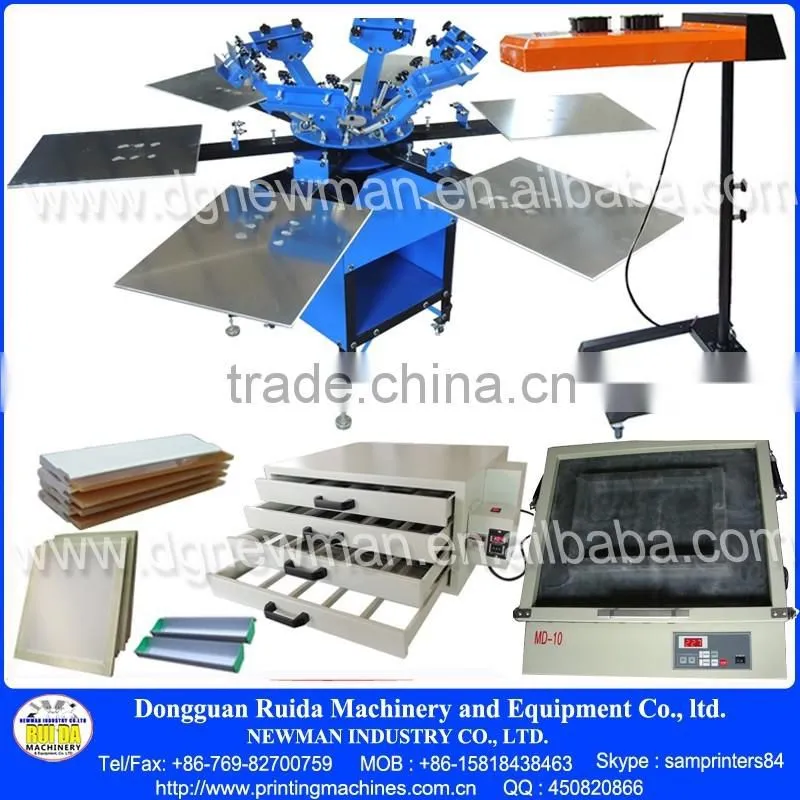 6 colour 6 station floor standing carousel manual screen printing with micro registration and aluminum pallet