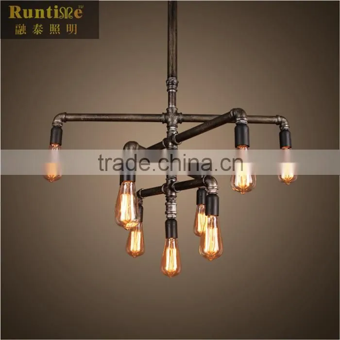 Vintage iron led light pipe plumbing pipe chandelier