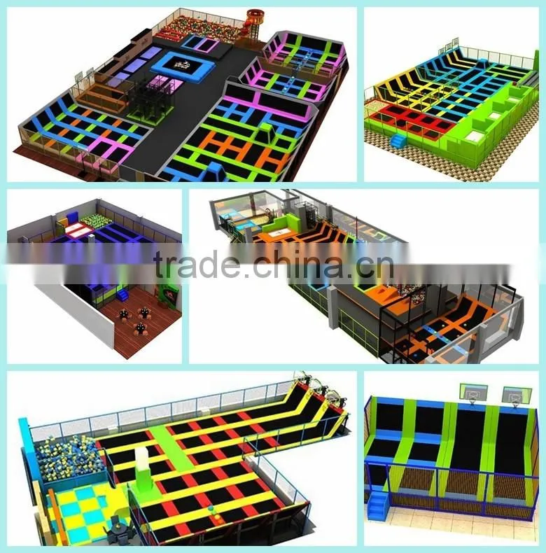 TUV kids sky zone rectangule jumping trampoline park with basketball hoop for sale