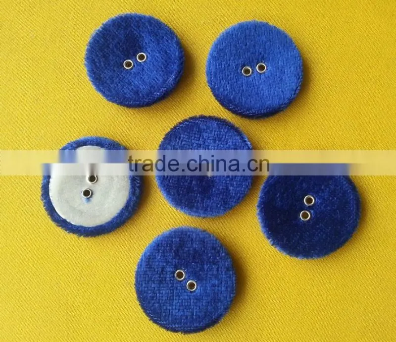 Blue color fabric covered button with eyes -F1513