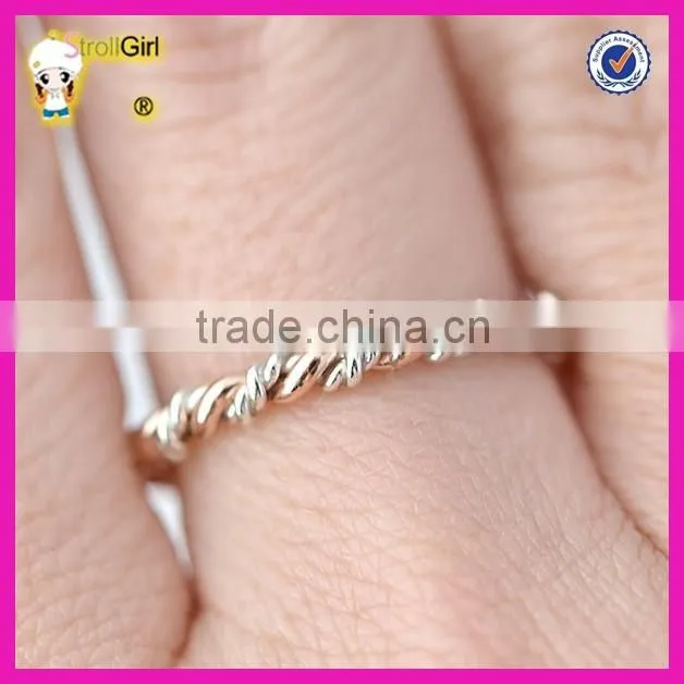 Fashion jewelry gold stacked rings wholesale sterling silver and rose gold twist ring