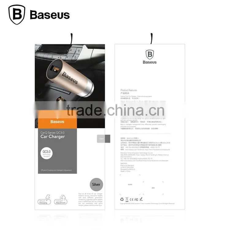 Baseus original carQ series USB QC3.0 car charger for iphone 6/6s/6 plus/Samsung s7 2.8A quick charging metal car charger