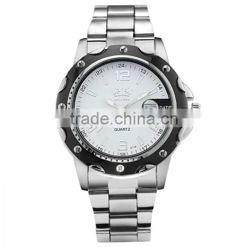 DIYAN Date Time men wristwatch full stainless steel quartz watch mans fashion casual watches Men's Dress clock relogio masculino