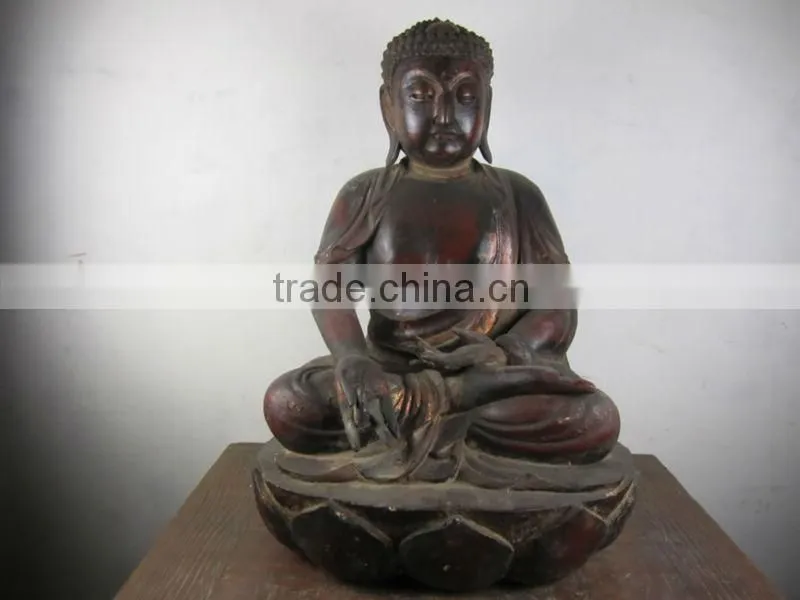 wooden buddha antique laughing buddha statue