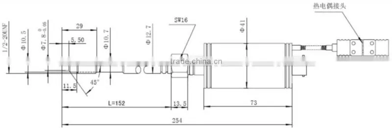 Melt pressure transducer with vertical tube, Temperature and pressure sensor