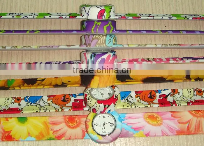 promotion gifts silicone slap watch kids silicon wristband slap watch full printed oem design children slap watch for promotion