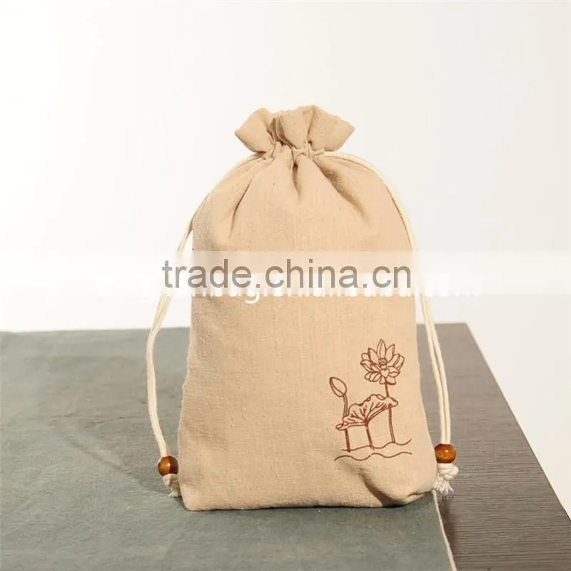 2015 cotton drawstring bag with logo in custom