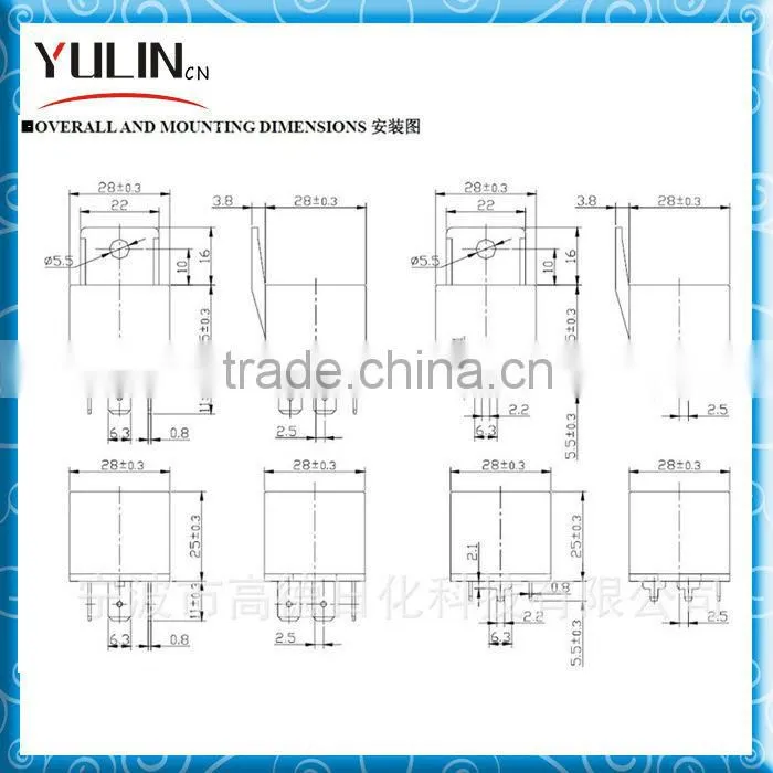 FILN Product PA66 5 Pin auto 30A 12 volt relay For Car