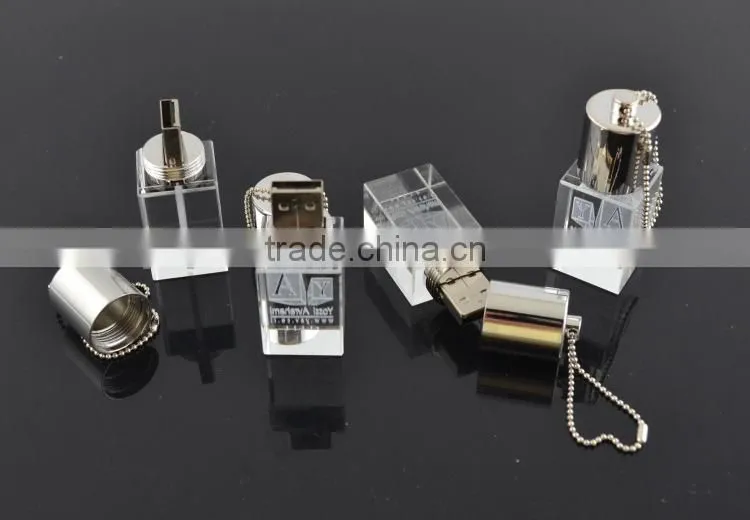 crystal usb flash drive with laser logo for promotional gift
