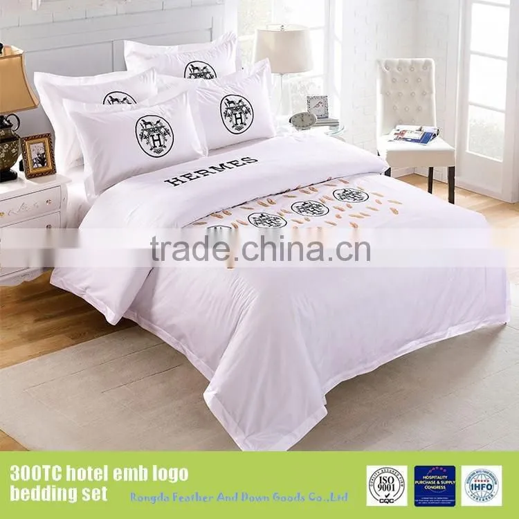 Embroidery bed sheet luxury hotel bedding 100% cotton manufacturer in China
