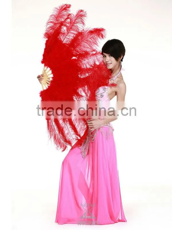 Fashionl Red White and Blue Ostrich Feather Fan in Big Size