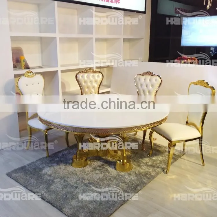 mdf hotel gold hotel dining table golden base stainless steel led table