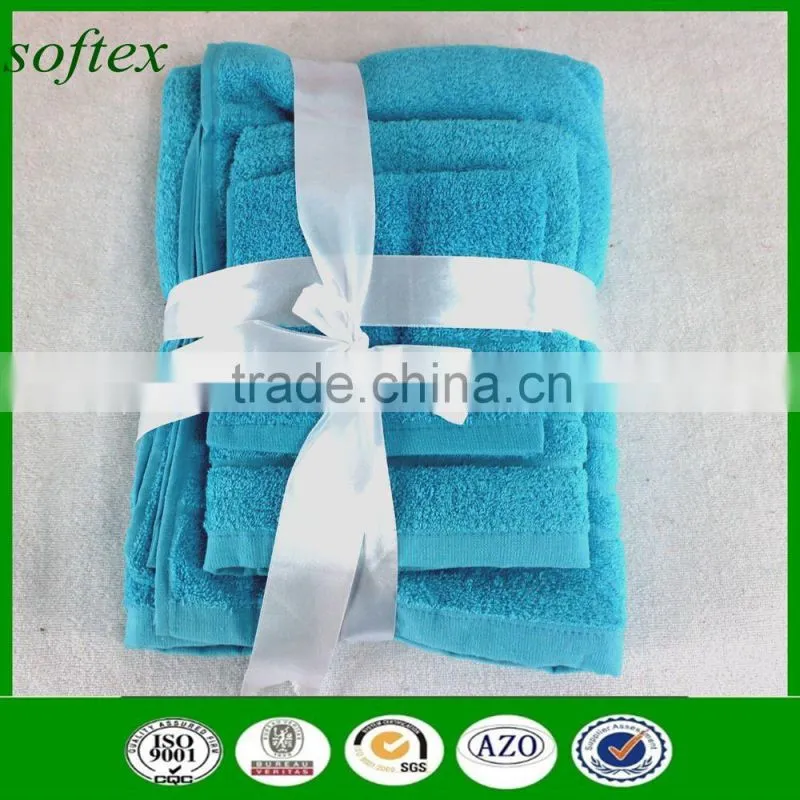 China wholesale luxury 100% cotton terry 3pcs guest bathroom towel set