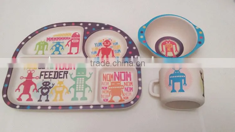 2015-2016 Hot sales New Style Eco-friendly Bamboo Fiber Kids Dinnerware Set