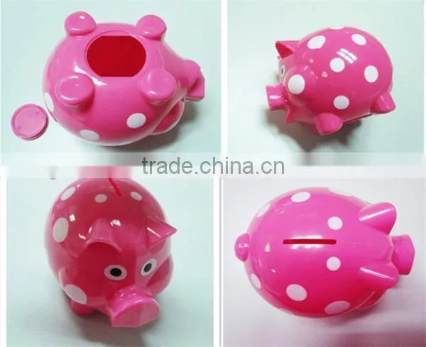 Lovely pig shape coin box / plastic saving box for children