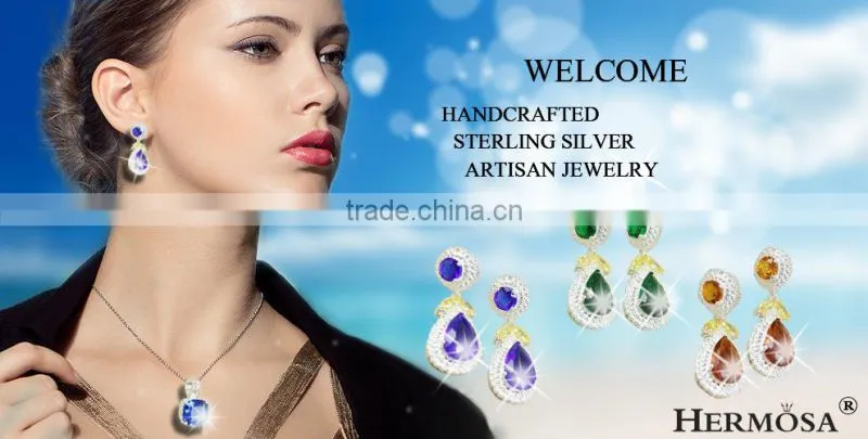 Hermosa Jewelry Love Heart Crystal Topaz Girls Costume Party Silver Pendant