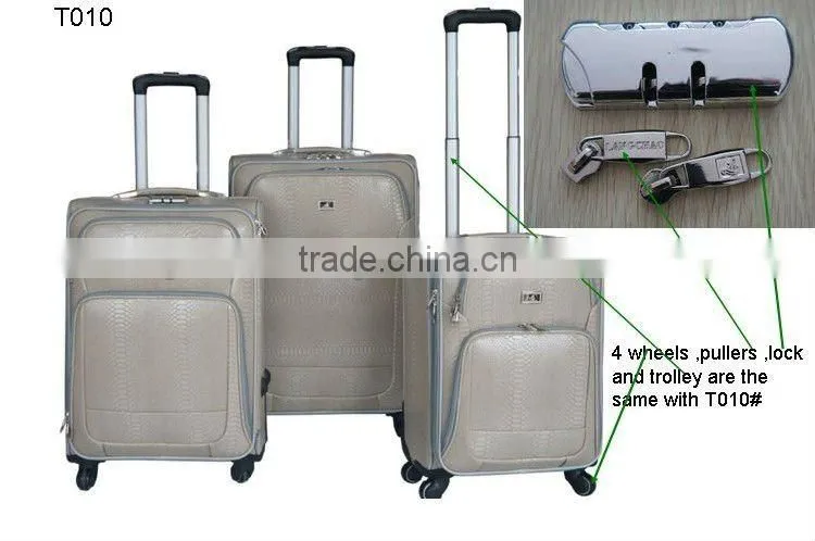 PU travel white luggage cases travel bag set upright luggage