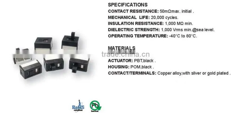 SPDT for P.C. board Miniature Slide Switches