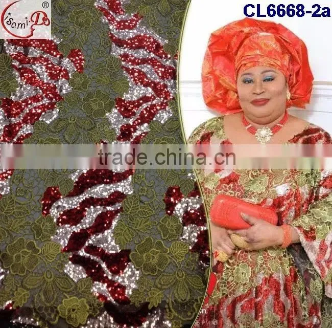 CL6668 New design good price sequins lace fabric, french lace for 5 yards