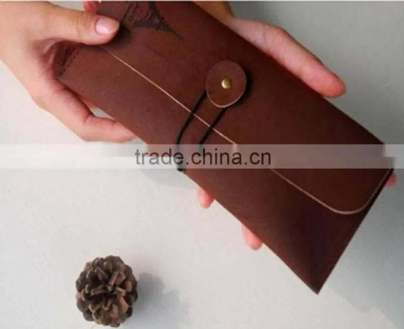 2016 retrostyle leather pencil case with flap cover